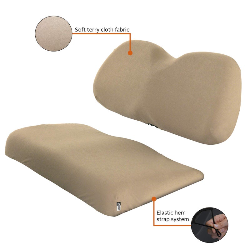 Classic Accessories Fairway Terry Cloth Golf Cart Seat Cover, Light Khaki - Image 4